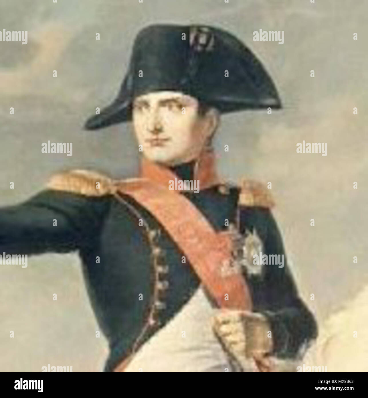 English: Napoleon in a bicorne hat. detail from Napoléon à la bataille de  Wagram Museo Napoleonico,