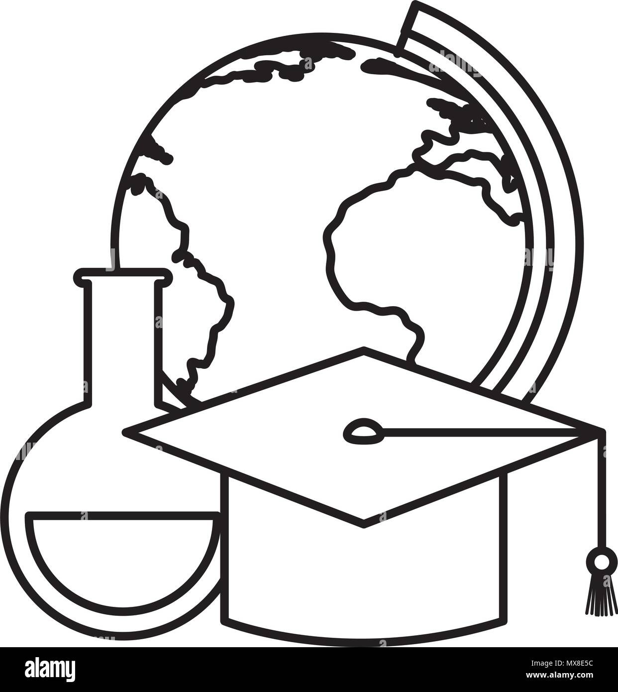 world planet earth with graduation hat and tube test Stock Vector Image ...