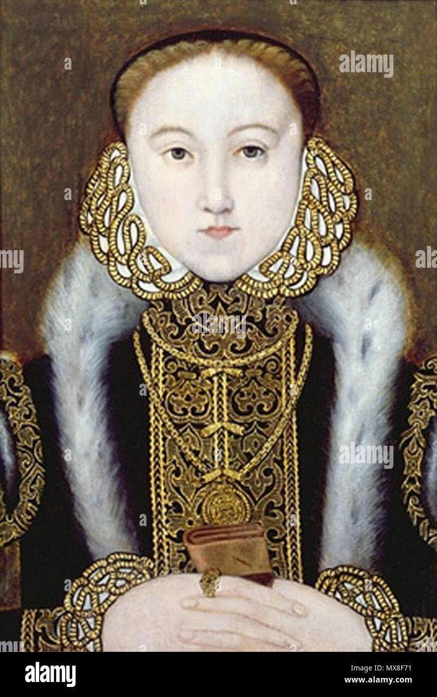 . Portrait of Elizabeth I, possibly as a Princess . circa 1555-60. Unknown 184 Elizabeth I c 1555-60 Stock Photo