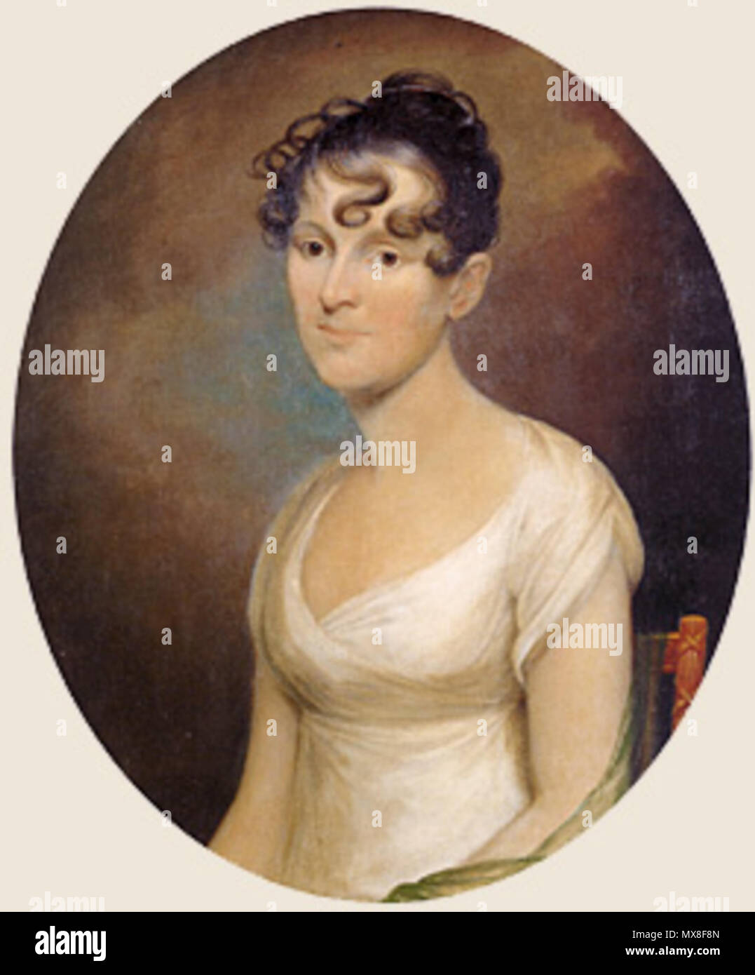 . English: Portrait of Elizabeth Wirt, painted ca. 1809–10 by Cephas Thompson. circa 1809–10. Cephas Thompson 184 Elizabeth-Wirt-ca1809-10 Stock Photo