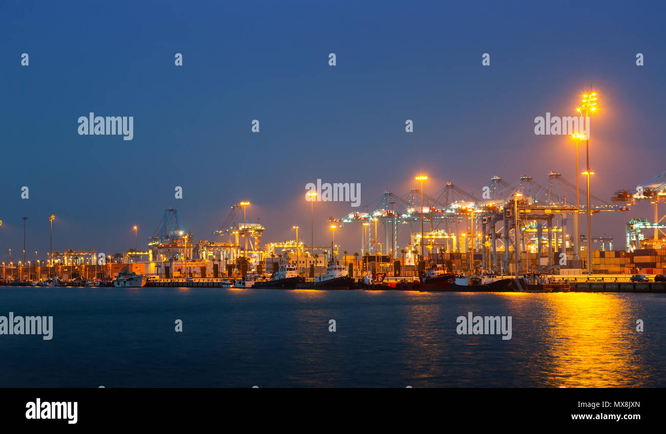 Industrial port of Algeciras in twilight. Spain Stock Photo - Alamy