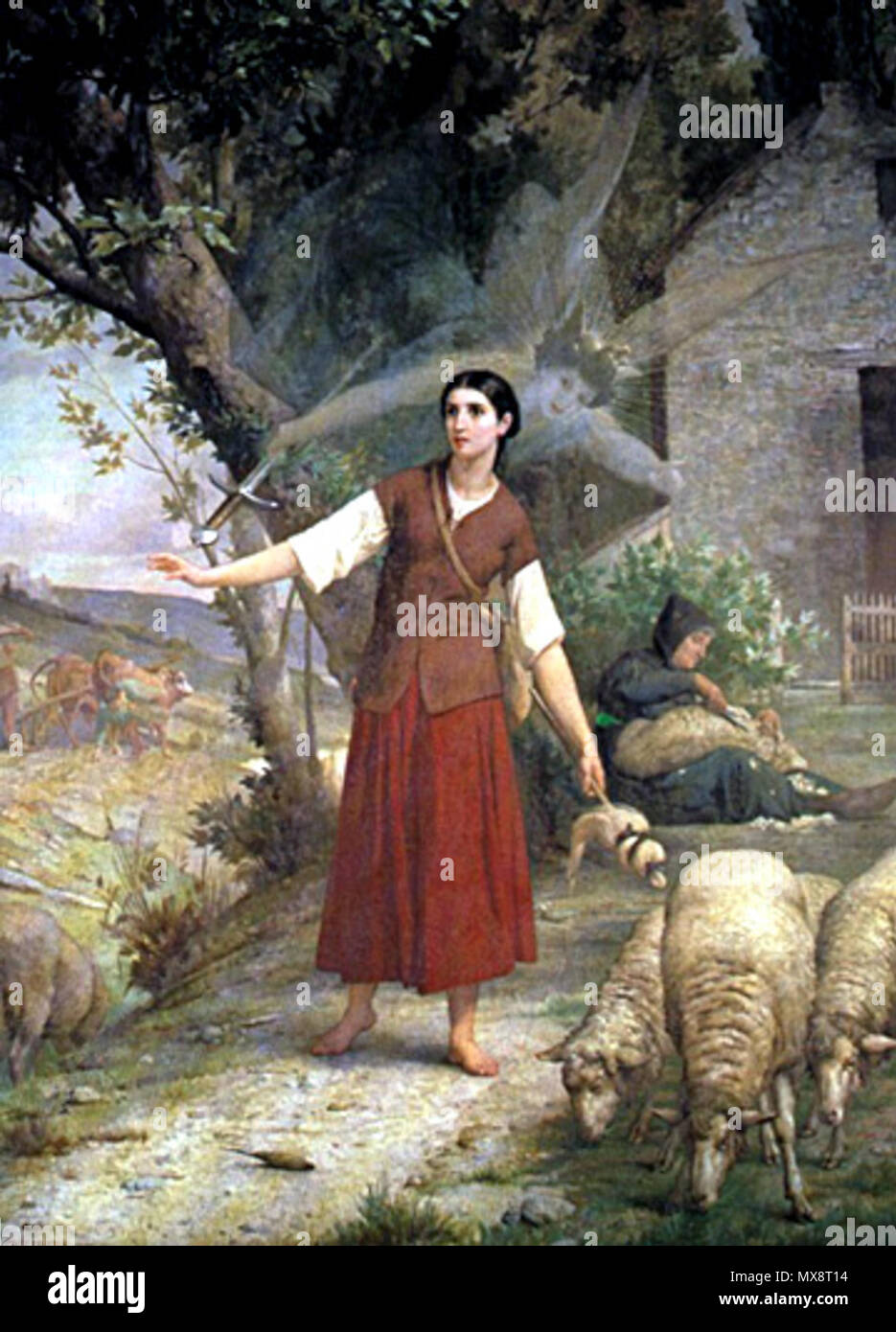 . Painting by Jules Lenepveu of Joan of Arc with her Voices titled: 'Jeanne d'Arc, shepherdess' . 19th century. Jules Lenepveu 329 Jules Lenepveu joan arc Stock Photo