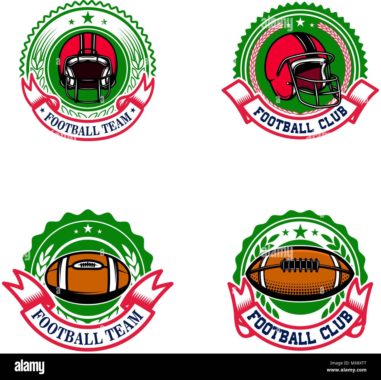 American football emblems. Design element for logo, label, sign. Vector