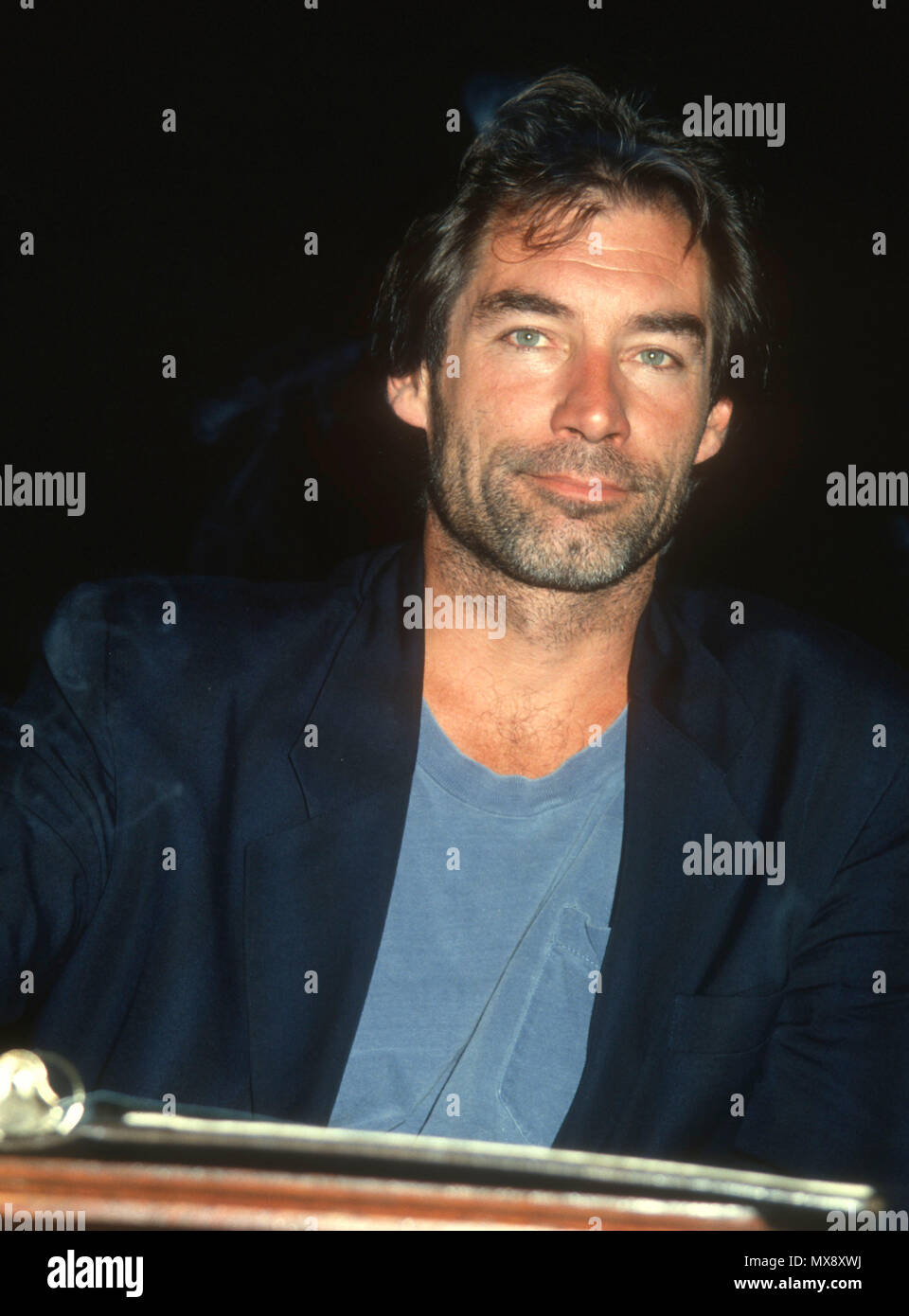 BEVERLY HILLS, CA - AUGUST 04: Actor Timothy Dalton attends the final night performance of 'Love Letters' on August 4, 1991 at the Canon Theatre in Beverly Hills, California. Photo by Barry King/Alamy Stock Photo Stock Photo