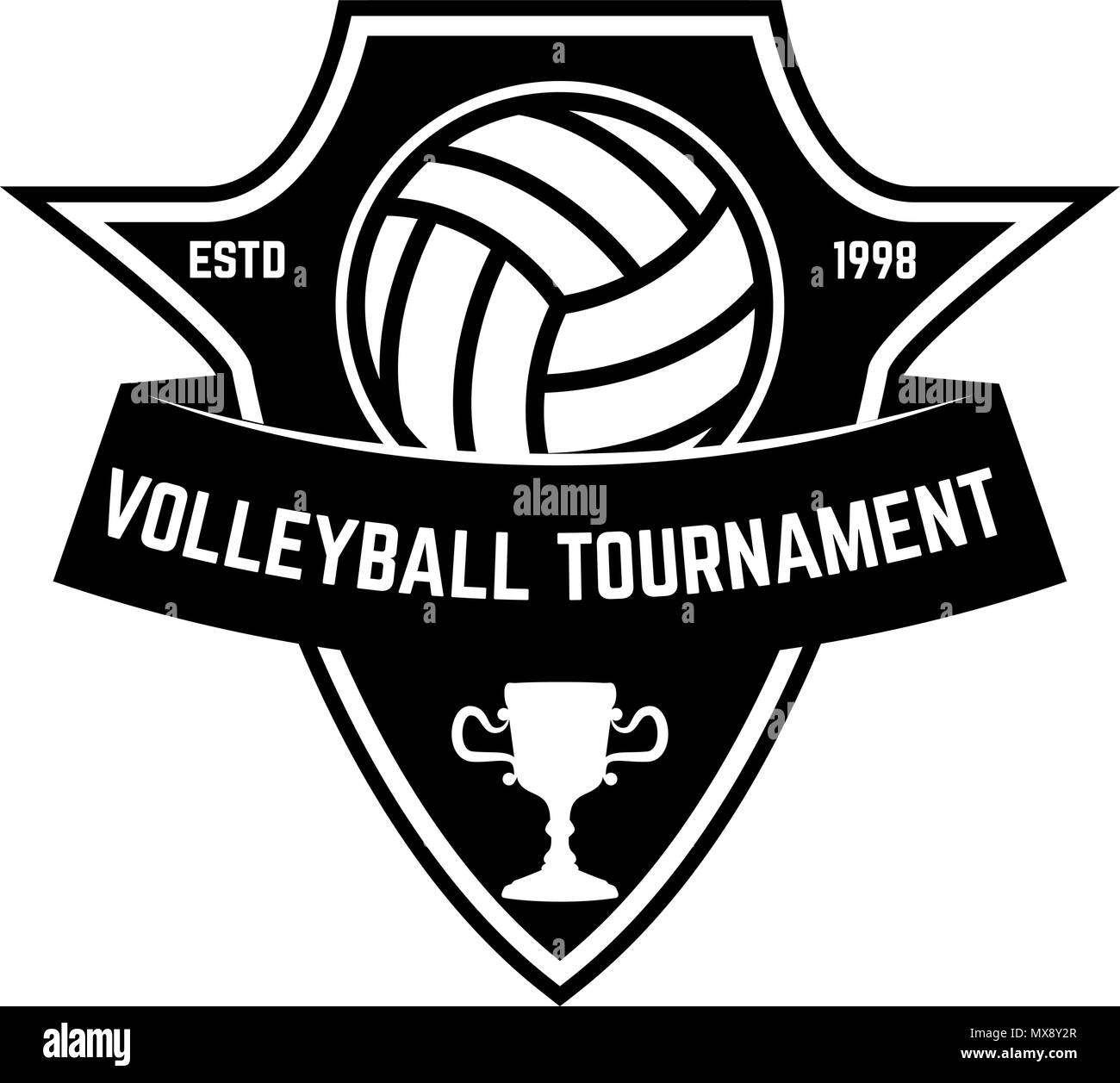 Emblem template with volleyball ball. Design element for sign, badge