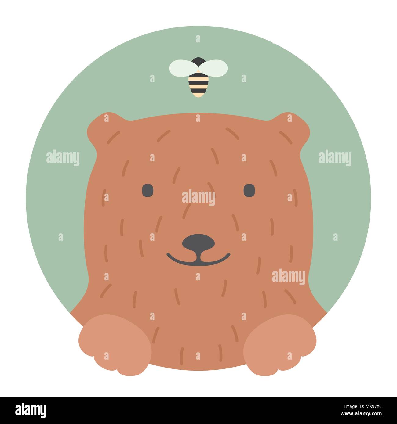 Animal set. Portrait in flat graphics - Bear Stock Vector
