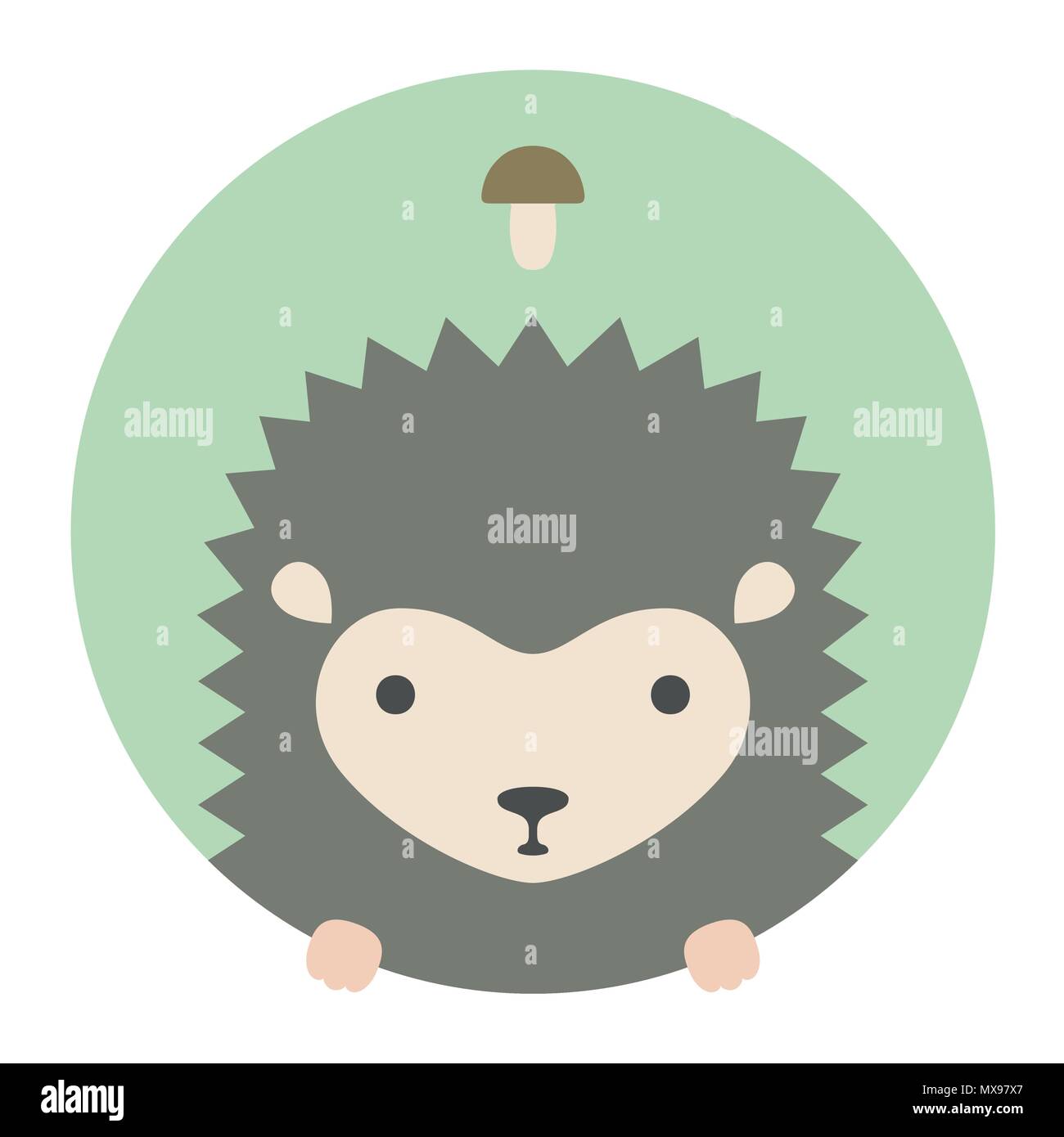 Animal set. Portrait in flat graphics - Hedgehog Stock Vector