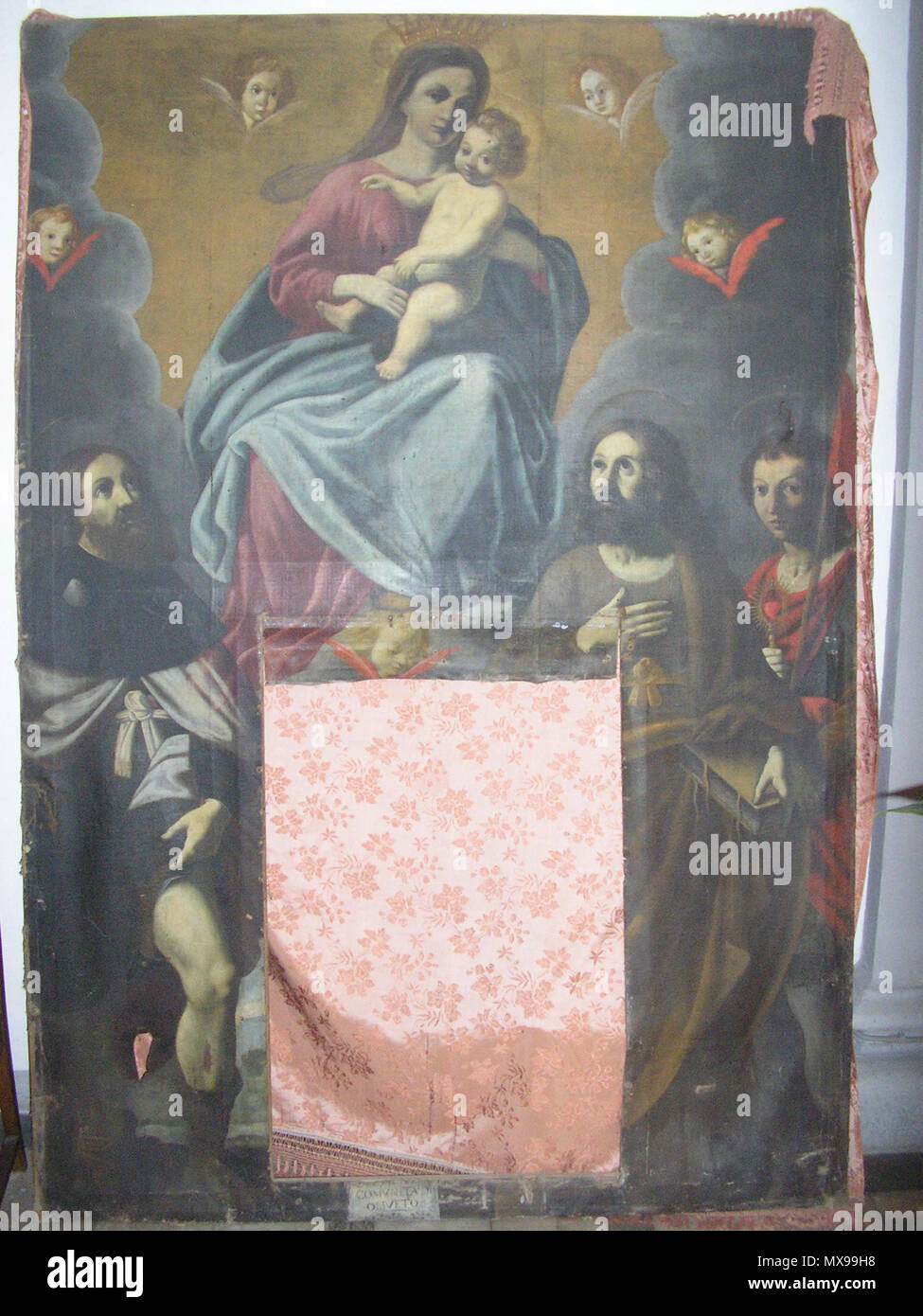 . Madonna col Bambino e i Santi Rocco, Ranieri e Ansano . 2006. Matteo taccola 386 Madonna Rosario Uliveto Stock Photo