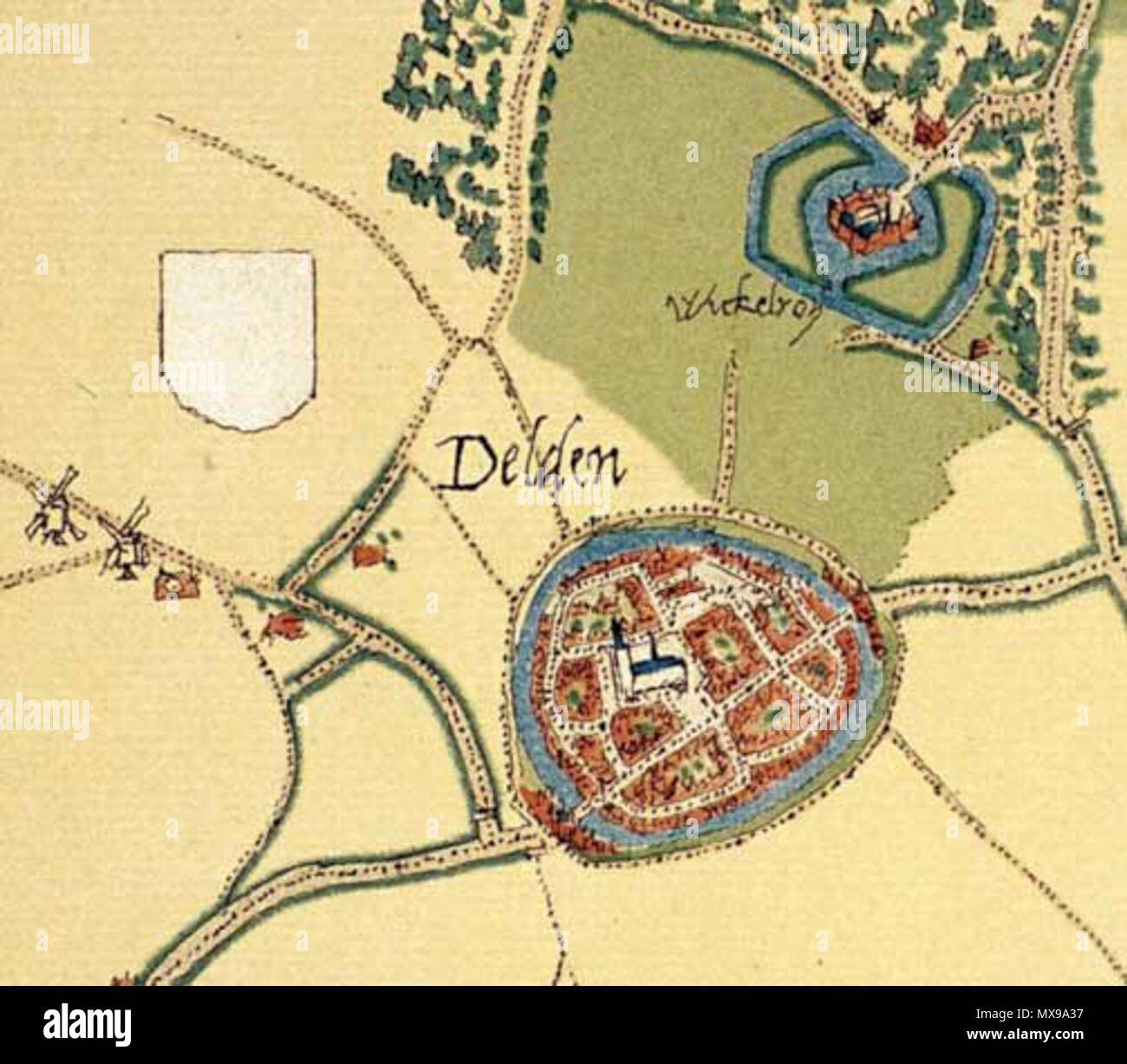 . Nederlands Fragment van de kaart van Delden door Jacob van Deventer uit circa 1565. circa . Nederlands Fragment van de kaart van Delden door Jacob van Deventer uit circa 1565. circa