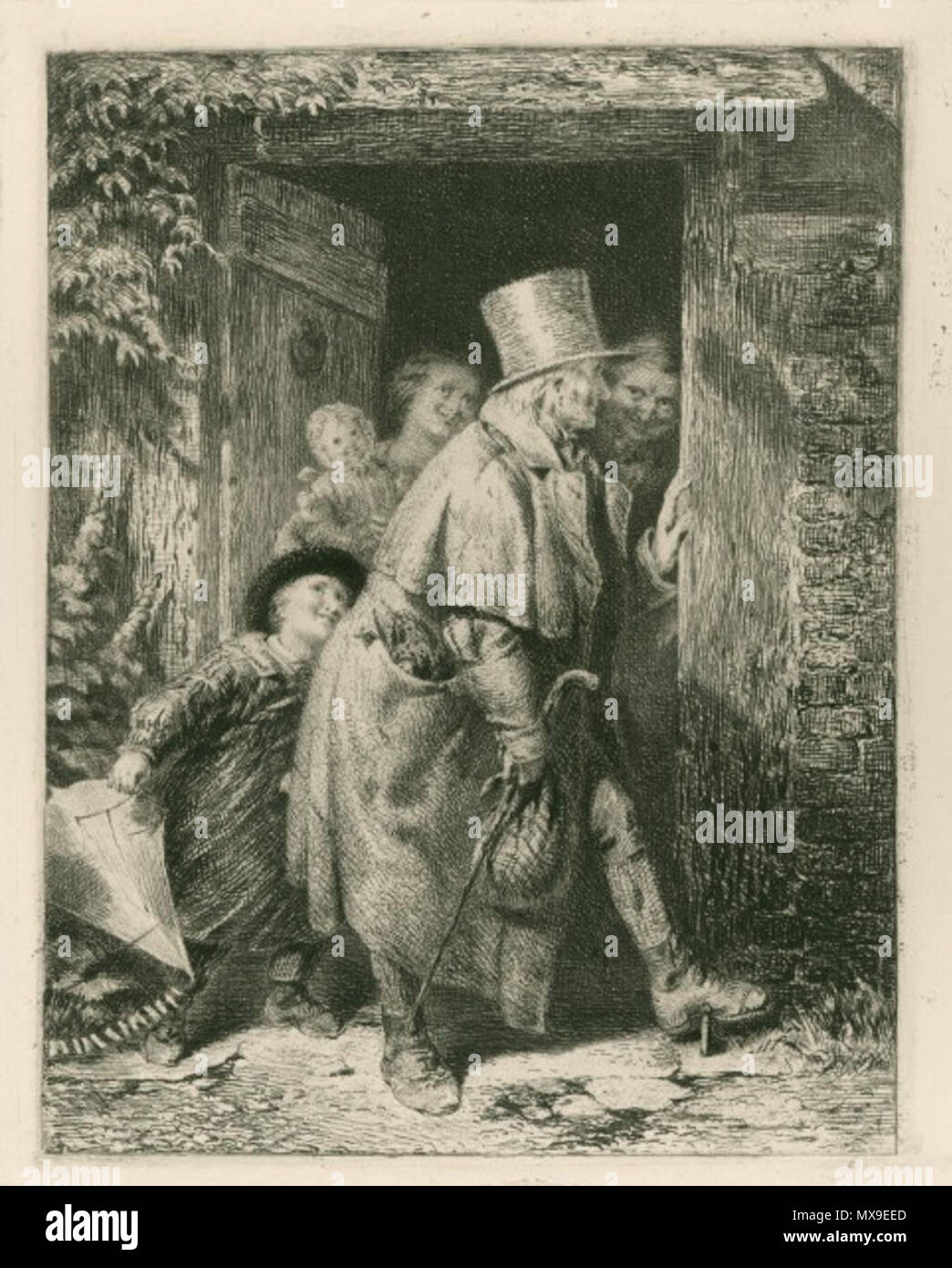 . Français : The Welcome, eau-forte de George B. O'Neill. Publié par The Etching Club en 1857. English: The Welcome, etching by George B. O'Neill. Published by The Etching Club in 1857. 1857. Several authors, all dead in the XIXth century 239 George B. O'Neill - The Welcome (The Etching Club, 1857) Stock Photo