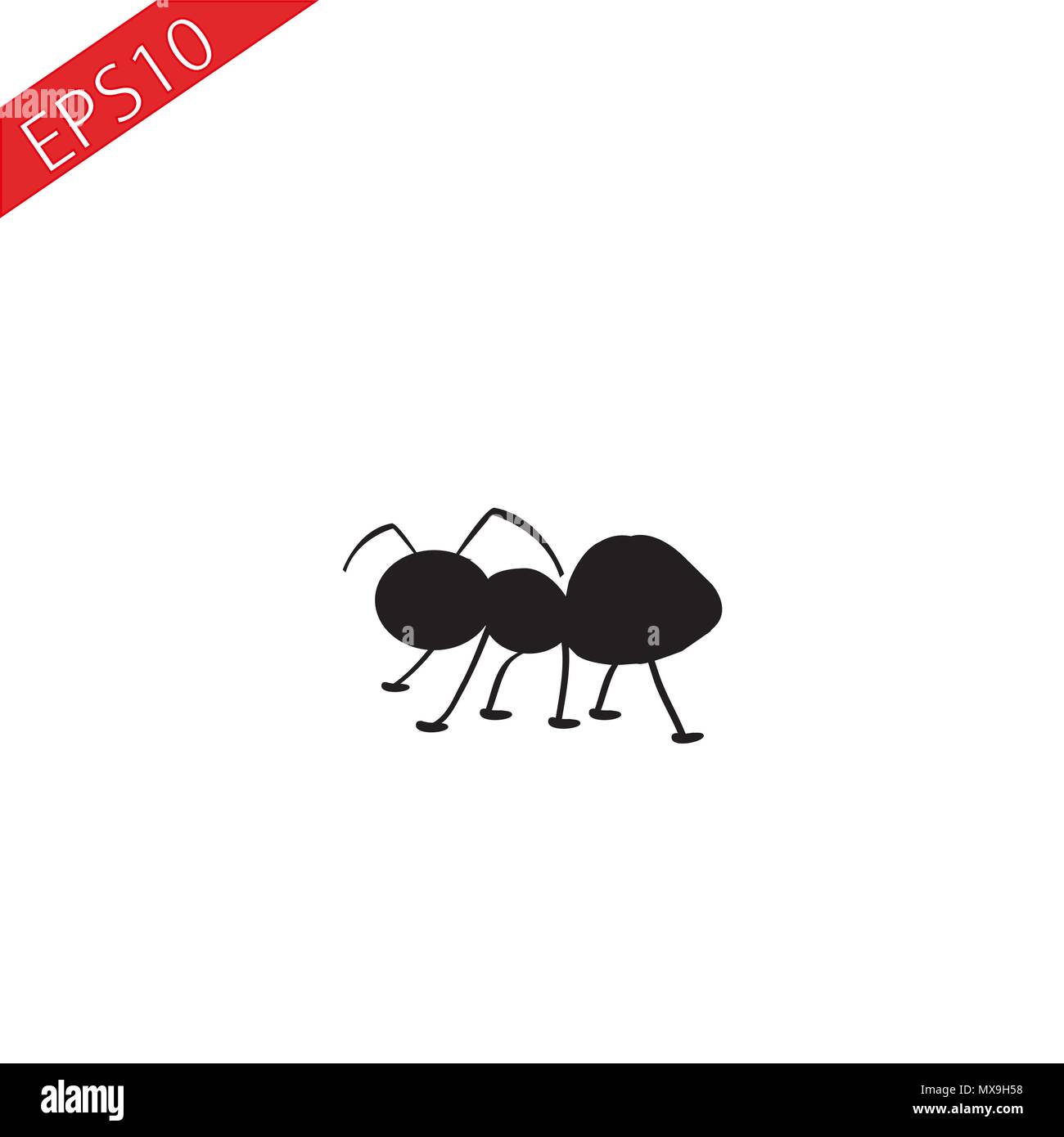 Cartoon Ant Insect Bug stylized black silhouette vector icon Eps 10. Stock Vector