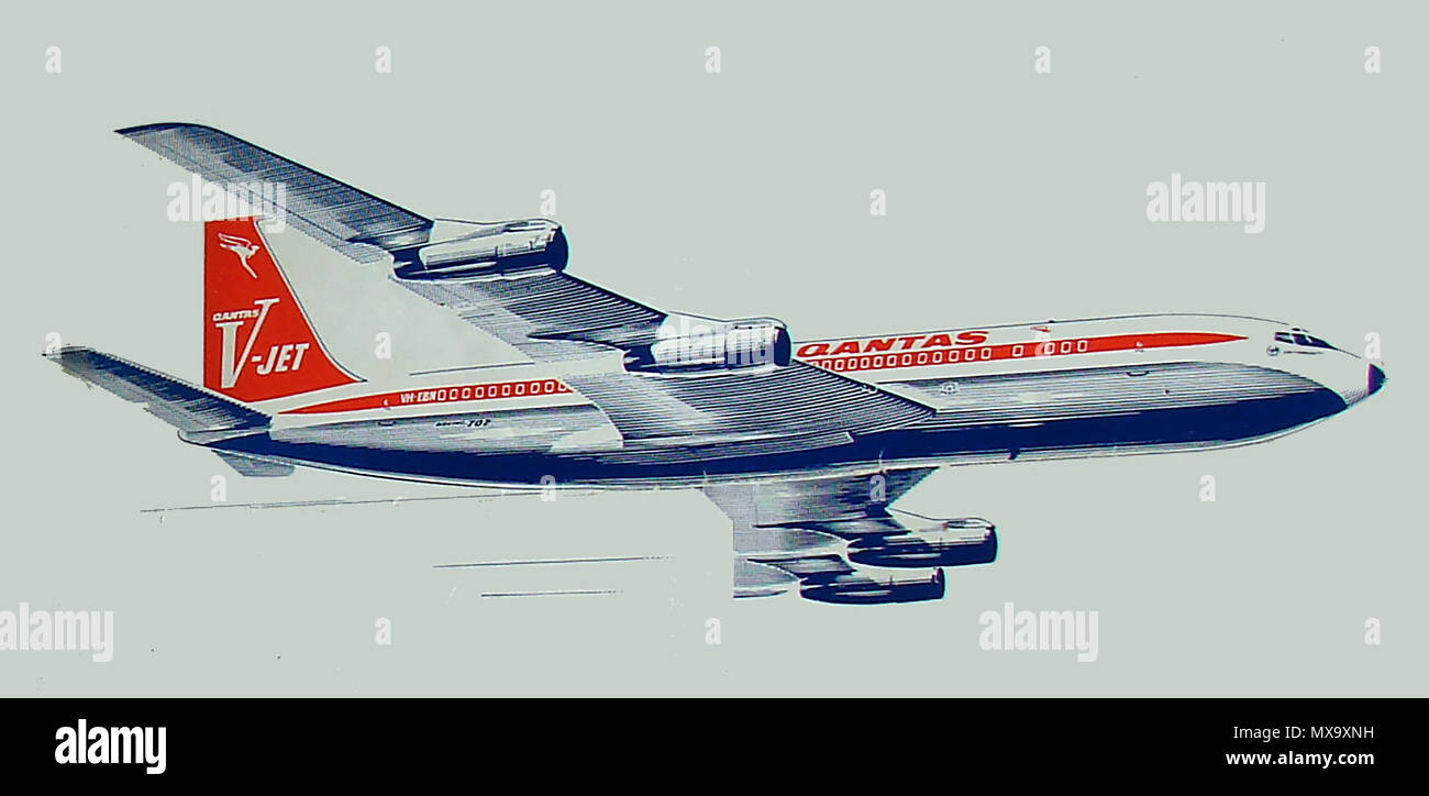 A quantas V Jet airliner (Boeing 707) -  (from promotional literature 1960) Stock Photo