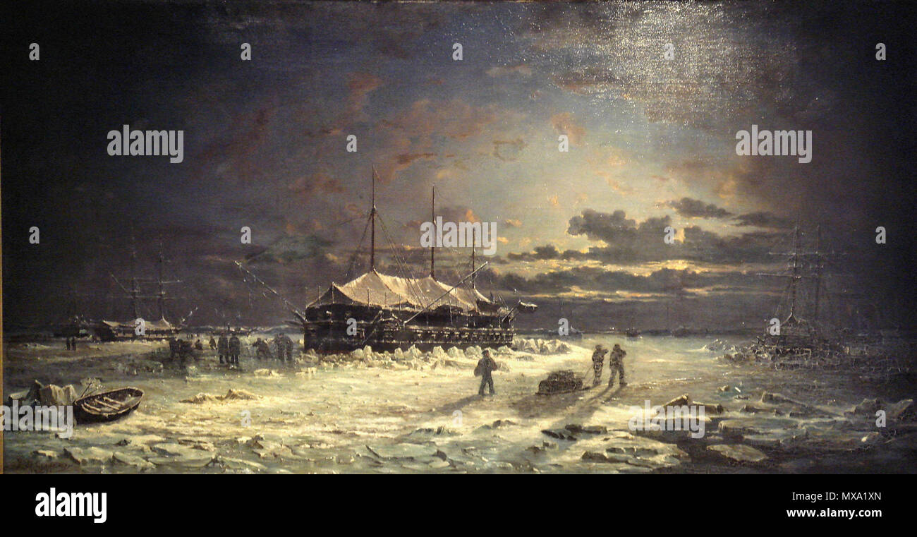 . Ironclad floating battery of the Devastation class, spending the winter in the Crimea, in winter 1855-1856 . circa 1870. Pierre-Emile de Crissenoy. 162 DevastationClassCrimeanWinter1855-1856 Stock Photo