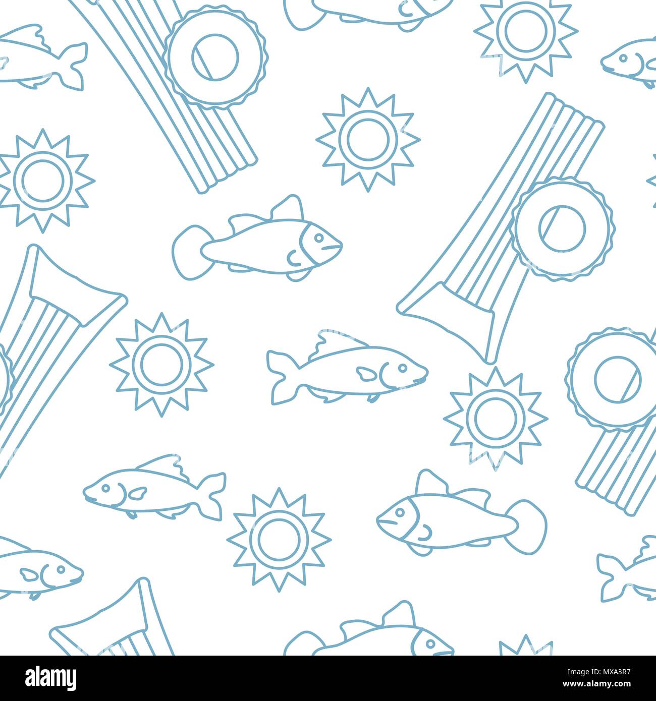 Seamless pattern with inflatable mattress, inflatable circle. Summer leisure. Stock Vector