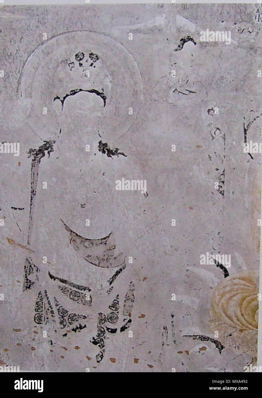 English Horuji Temple Wall Painting Upper Left Part Of The 6th Panel Scorched By Fire In 1949 Jan 24th 1 January 1952 Unknown 285 Horyuji Wall Painting 6th Panel Detail After Fire 1949 Stock Photo Alamy