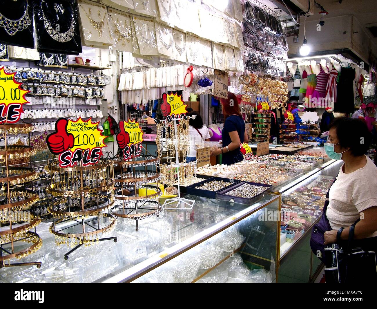 DIVISORIA, MANILA CITY, PHILIPPINES - MAY 14, 2018: Assorted jewelry and fashion accessories on display at a bazaar stall inside a big shopping mall. Stock Photo