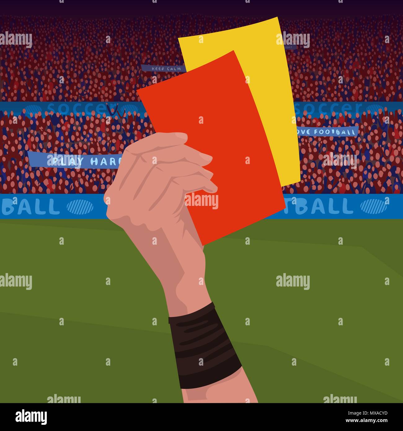 cartoon illustration of soccer referee showing red card Stock Vector Image  & Art - Alamy
