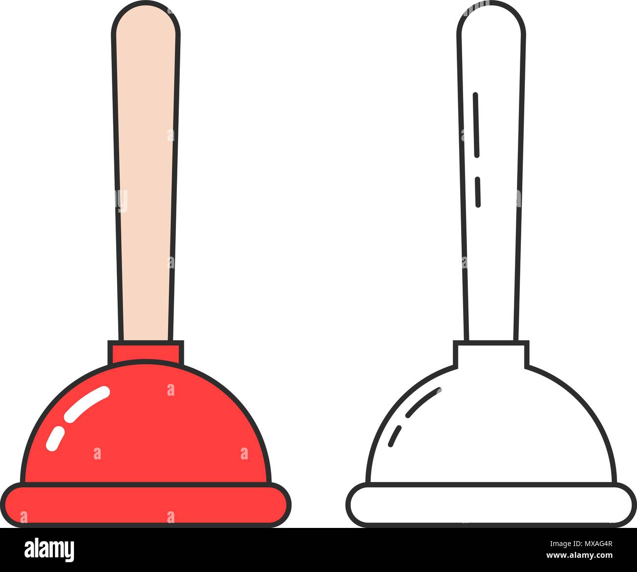 two thin line plunger icon Stock Vector