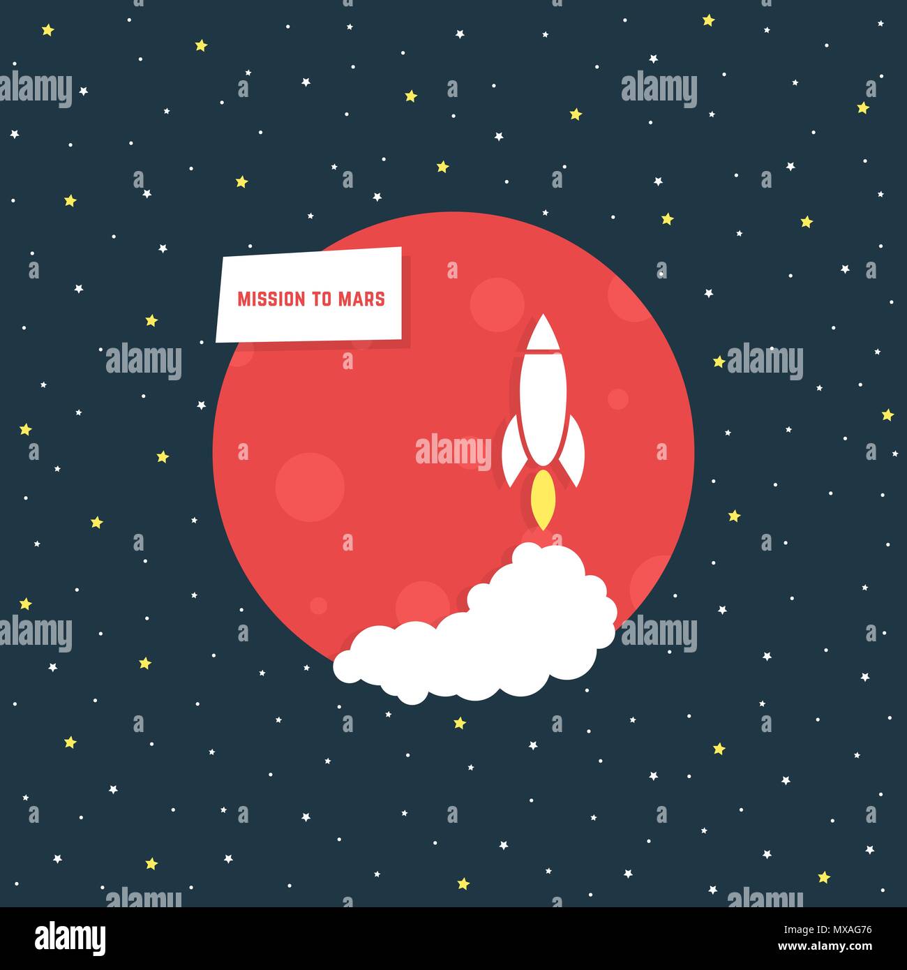 mission to mars with red planet Stock Vector
