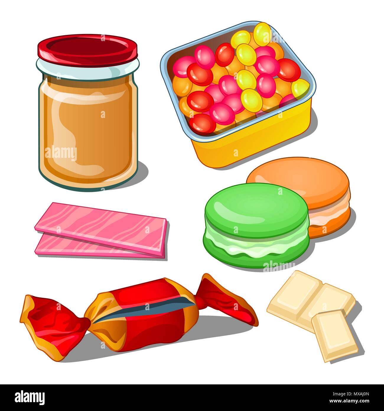 Sweet isolated on a white background. Colorful confections the best gift for the sweet tooth. Vector illustration. Stock Vector