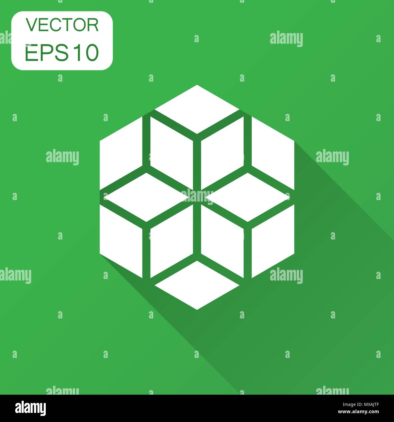 Blockchain technology vector icon in flat style. Cryptography cube ...