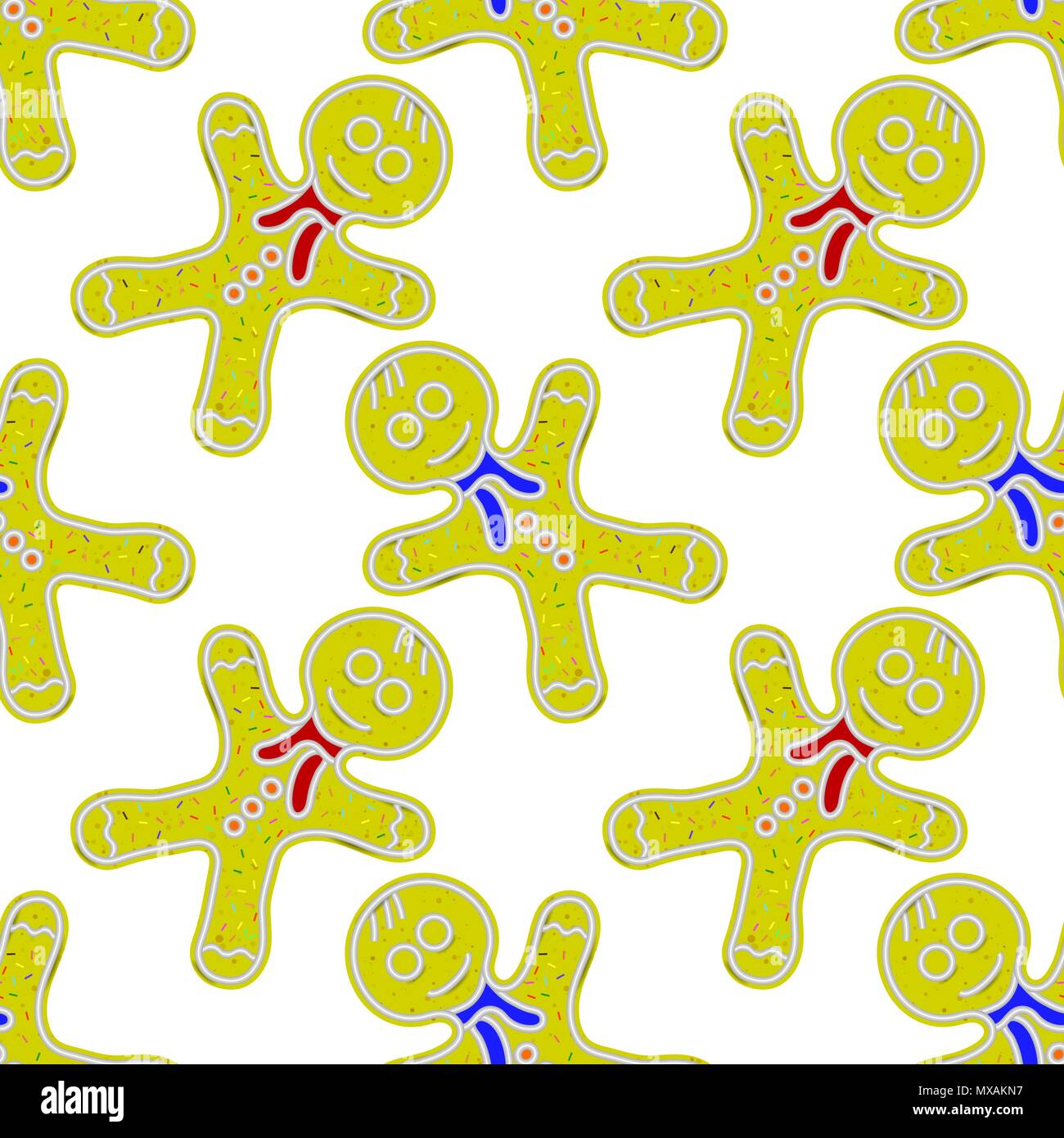 Gingerbread Man Seamless Pattern. Sweet Classic Christmas Cookie Stock Vector