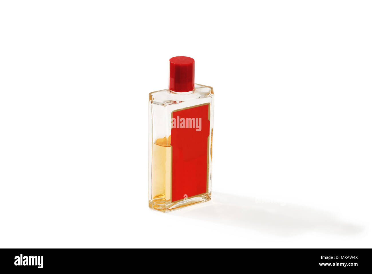 Transparent bottle with cologne. Isolated on white background Stock
