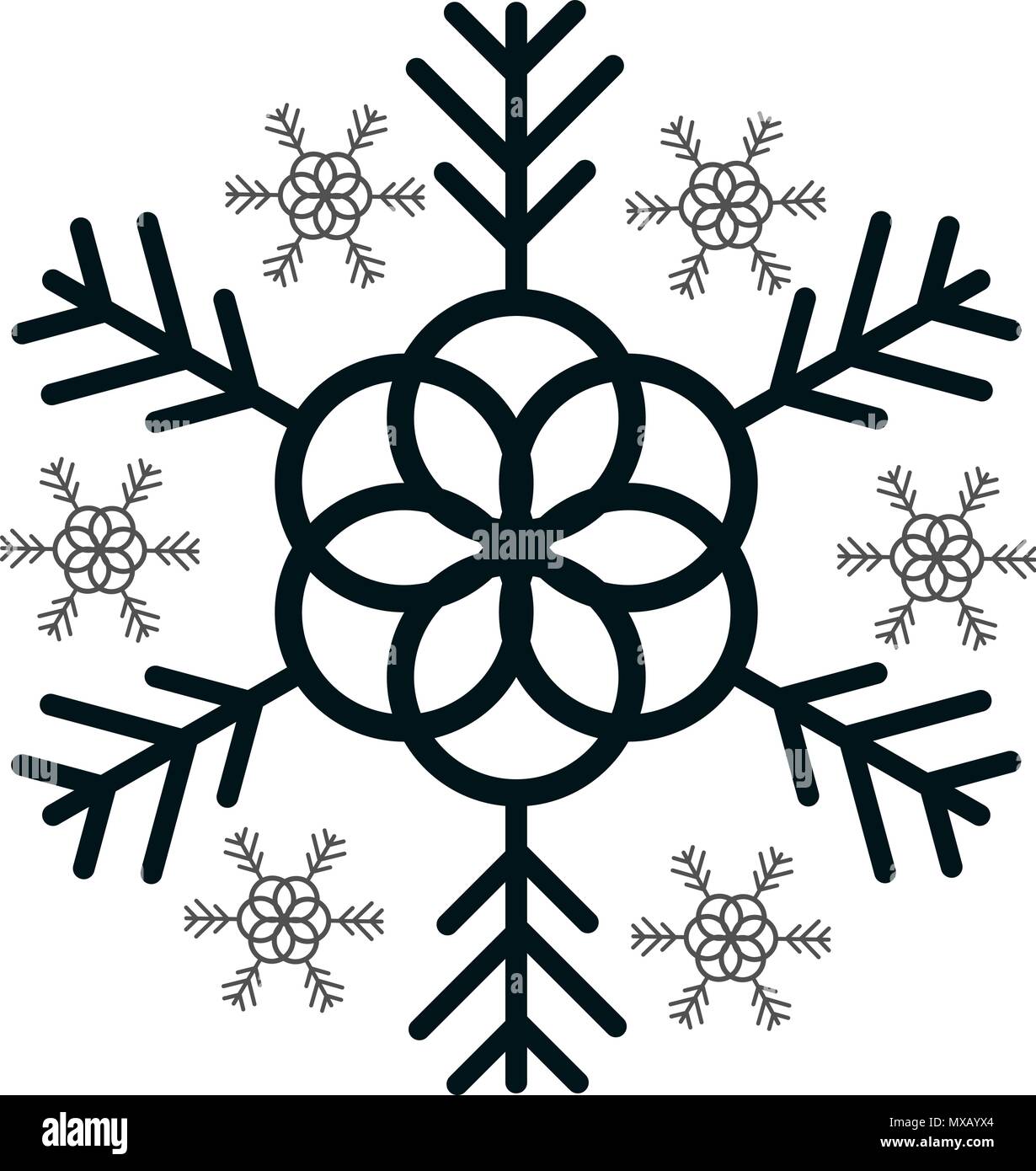 Snowflake icon. Christmas and winter theme. Simple flat black ...