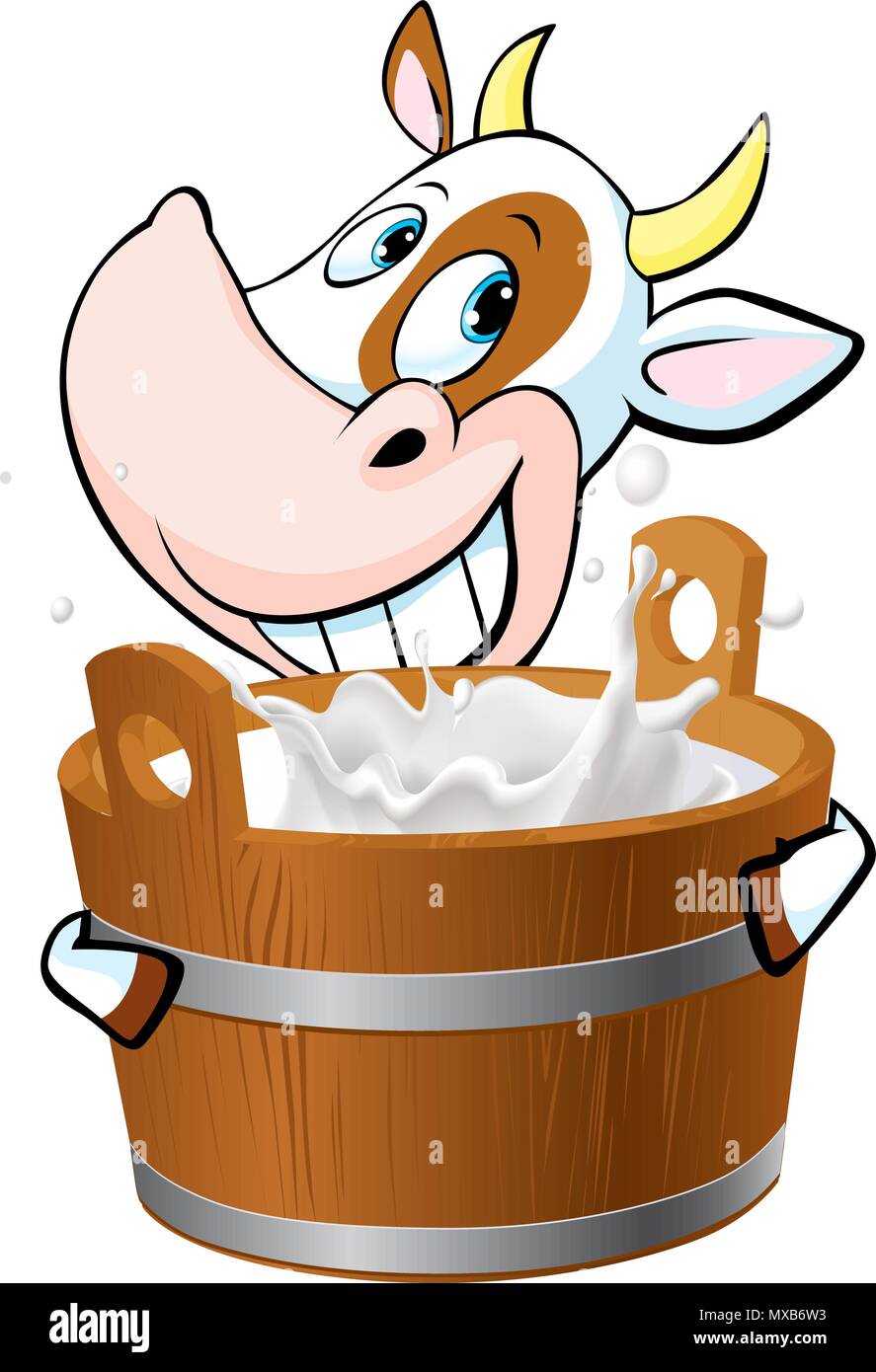 Cow holding a pail full of milk - vector illustration Stock Vector ...