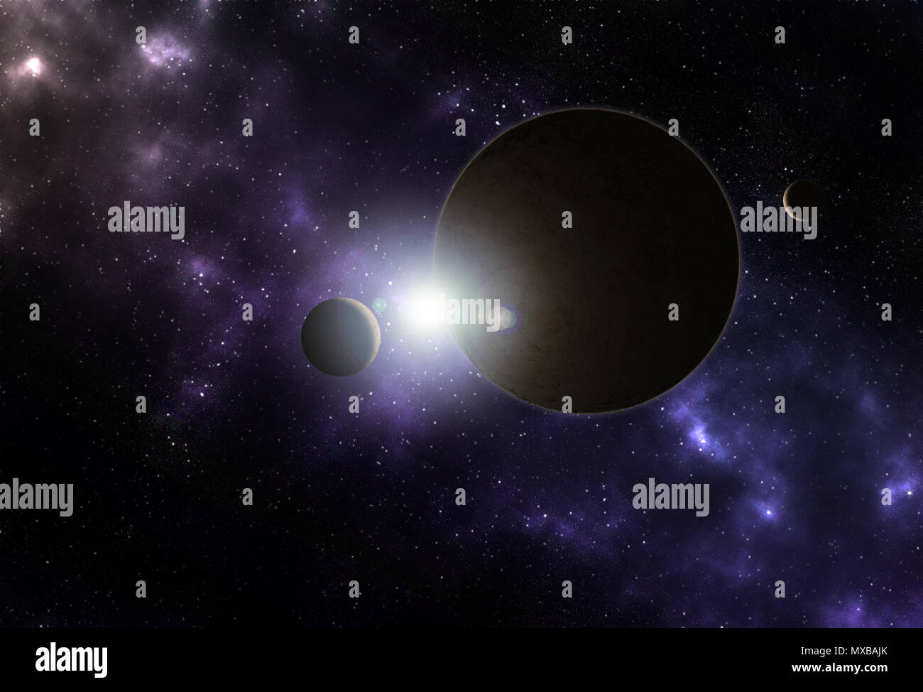 Vibrant outer space with stars, nebula and planets Stock Photo - Alamy
