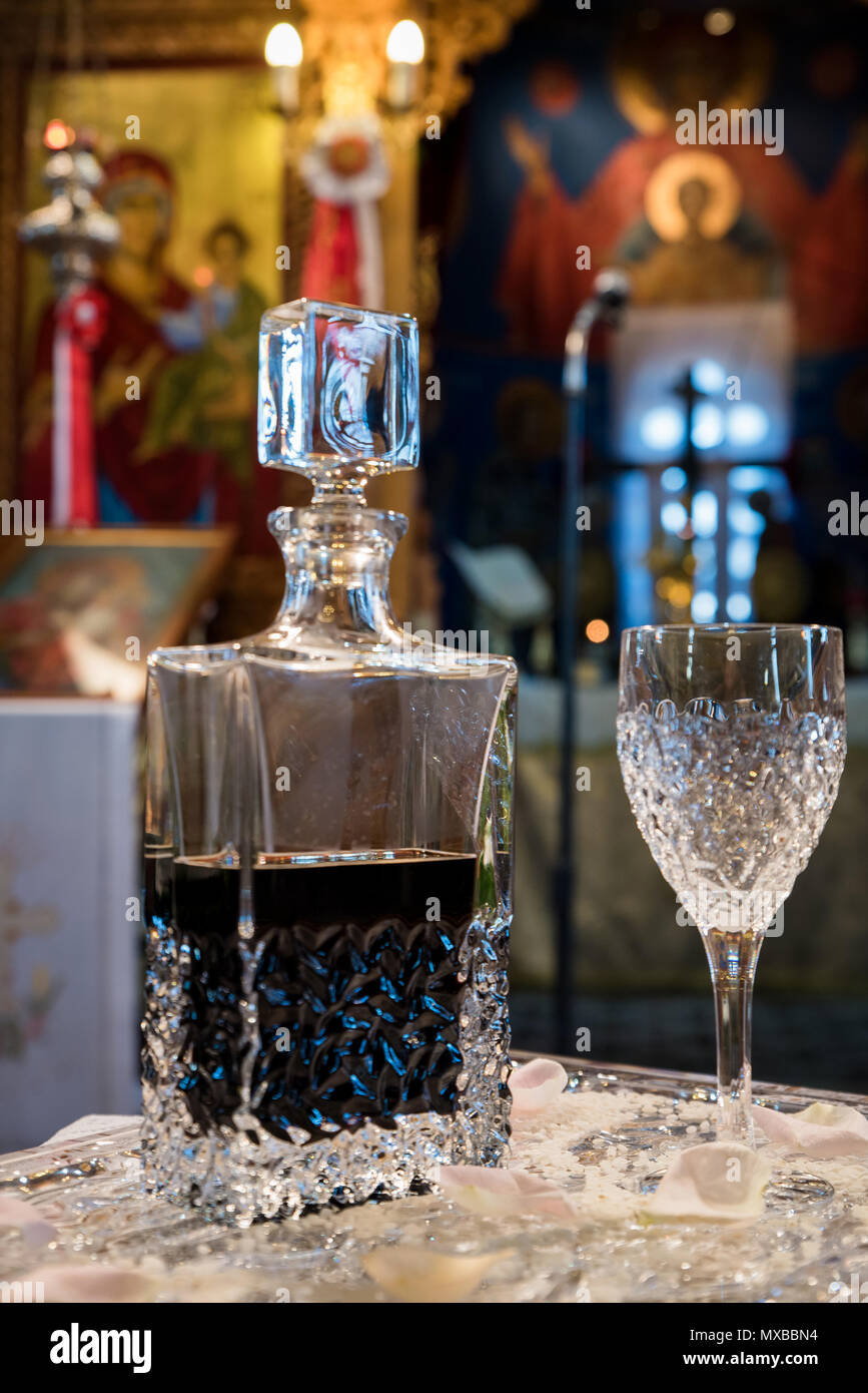 Wine chalice for a wedding in Greece Stock Photo Alamy