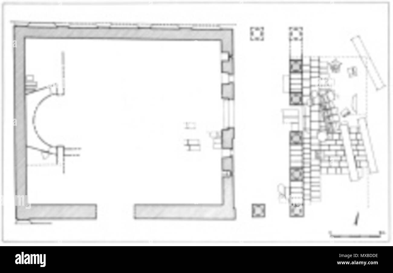 . English: Kedesh, temple of Baal-Shamin, a plan (after Fischer, Ovadiah, Roll 1984). Unknown date. Fischer, Ovadiah, Roll 338 Kedesh, temple of Baal-Shamin, a plan (after Fischer, Ovadiah, Roll 1984) Stock Photo