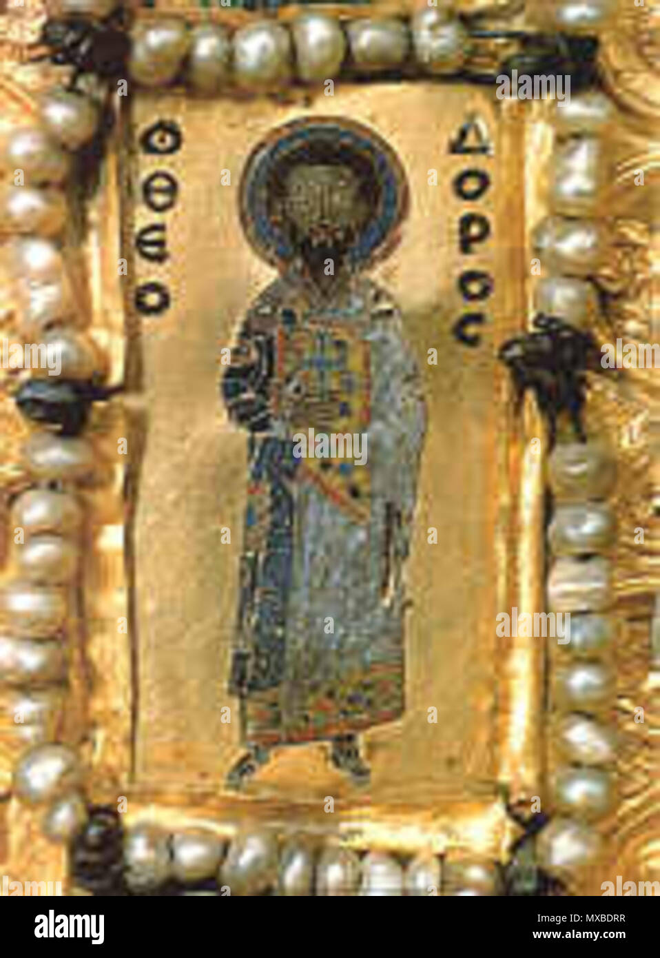. Khakhuli triptych, medieval artwork from Georgia. The Plaque portraying Saint Theodore . 10th-12th cc. Anonymous 340 Khakhuli icon. St Theodore Stock Photo