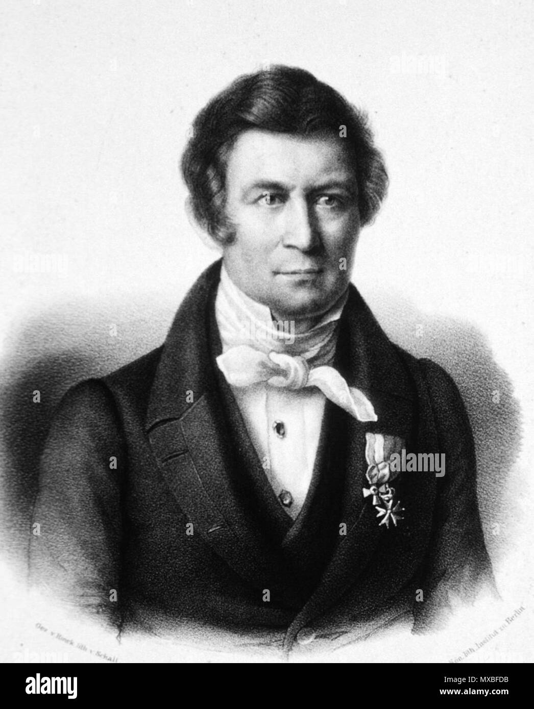 . Carl Sigismund Kunth (June 18, 1788 – March 22, 1850) . Unknown date. portrait by Rinck, lithography by Schall. 350 Kunth Stock Photo