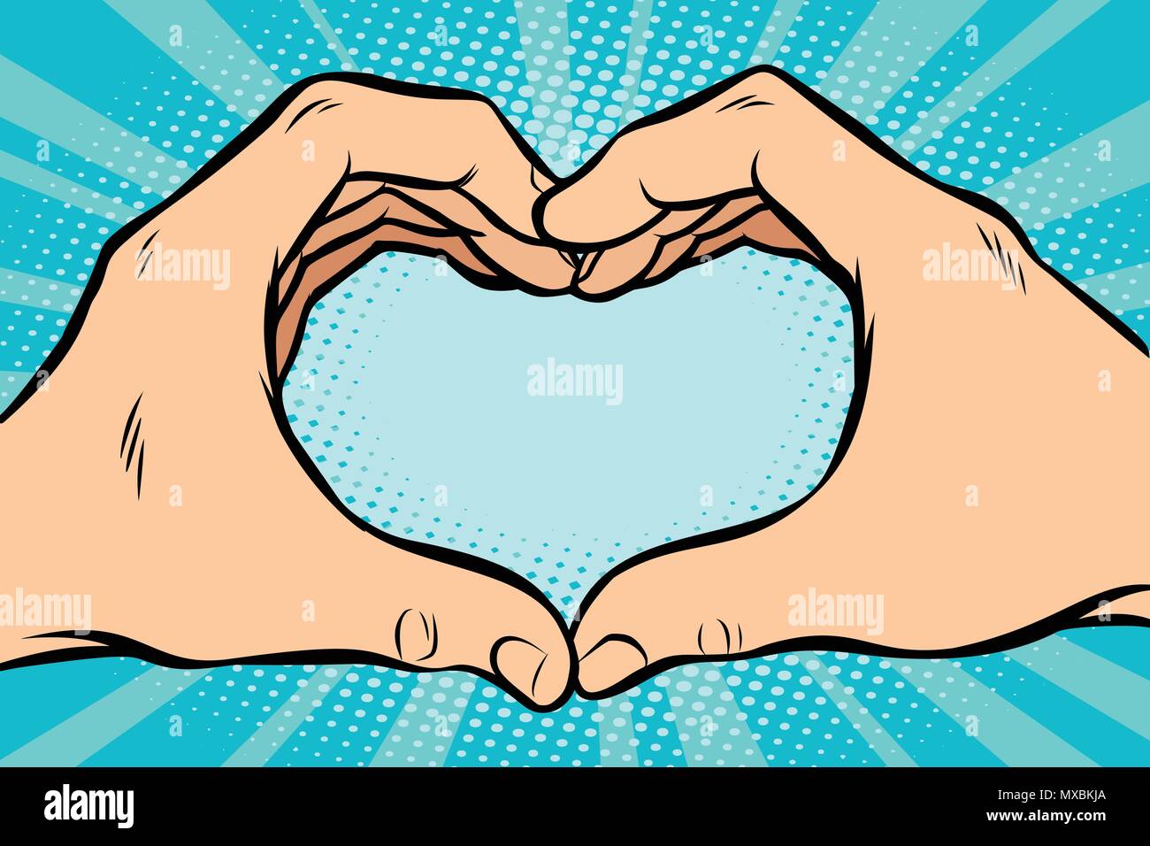 Gesture With Hands Heart Comic Cartoon Pop Art Retro Vector Illustration Kitsch Vintage Drawing Stock Vector Image Art Alamy