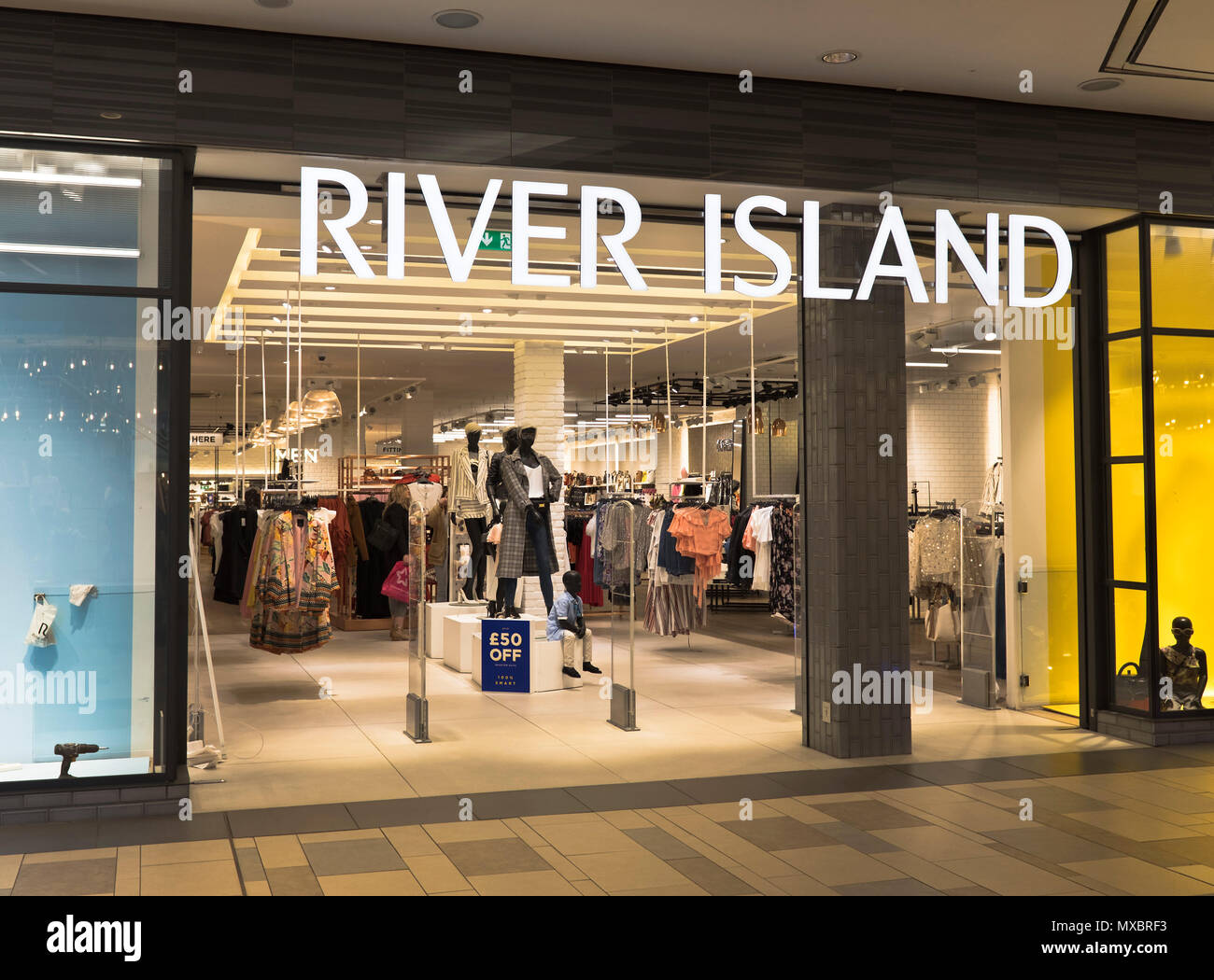 dh River Island store SHOPS UK Aberdeen Shop Union Square clothing shops front clothes Stock Photo