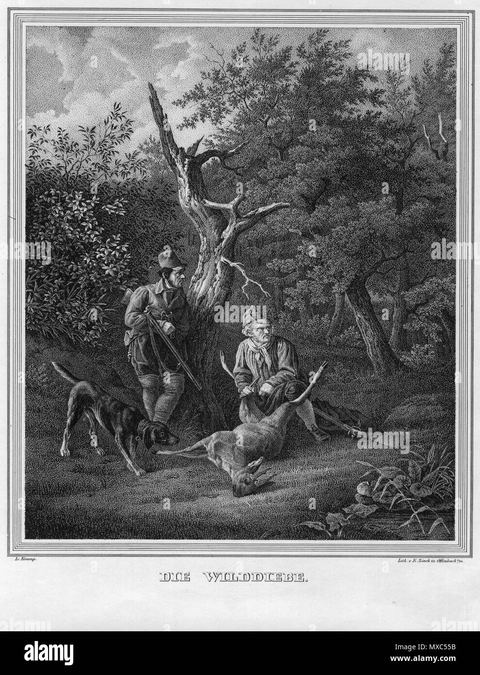 . Die Wilddiebe  . circa 1830 374 Lithografie von Louis Kramp fuer EZink Die Wilddiebe1 ca1830 Stock Photo