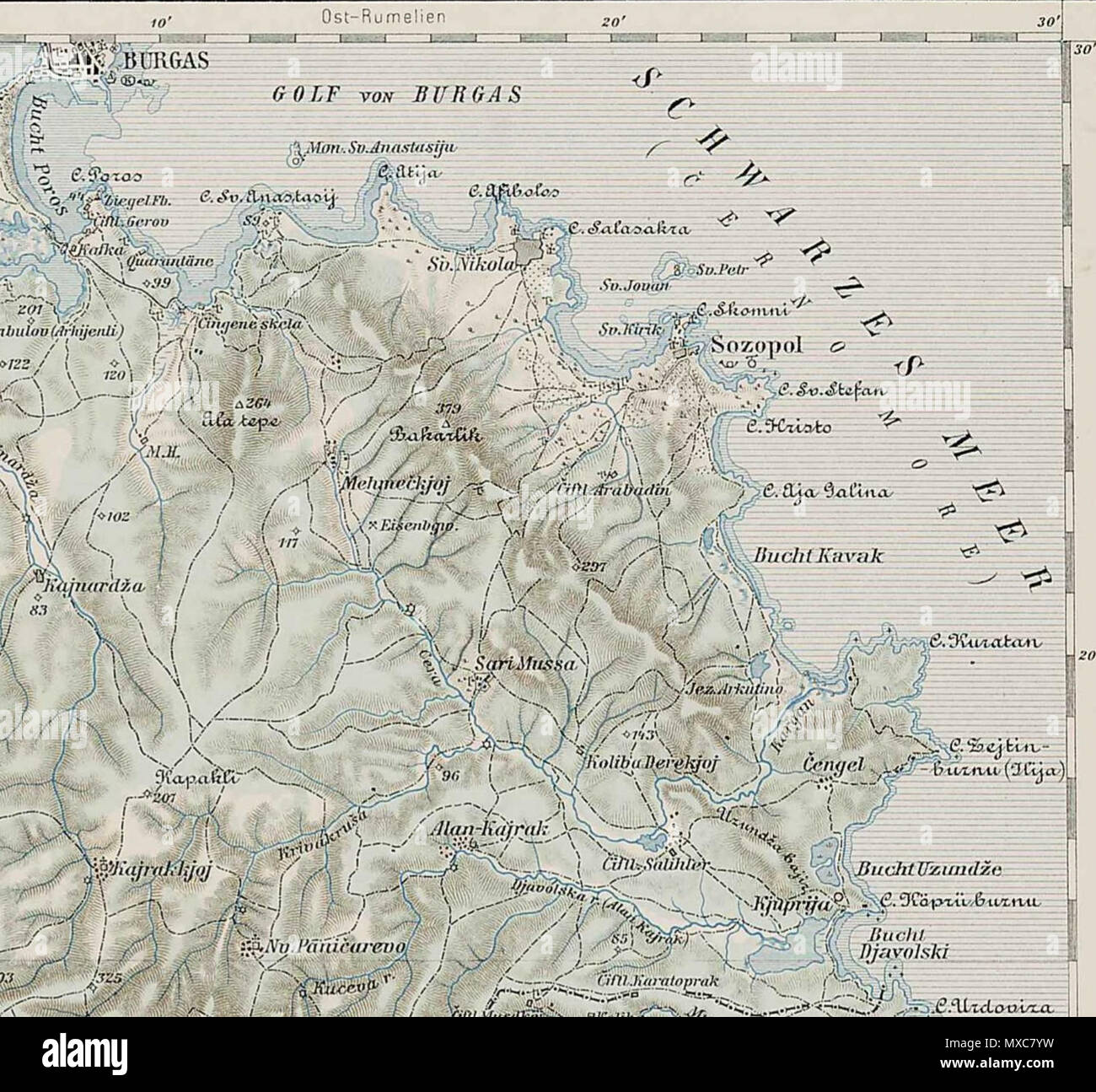 . Deutsch: Sozopol und sein Umland (1903) . 14 July 2012, 15:58 (UTC).  Map 45-42 erkesia.jpg: Unknown derivative work: Vammpi 392 Map 45-42 Sozopol Stock Photo