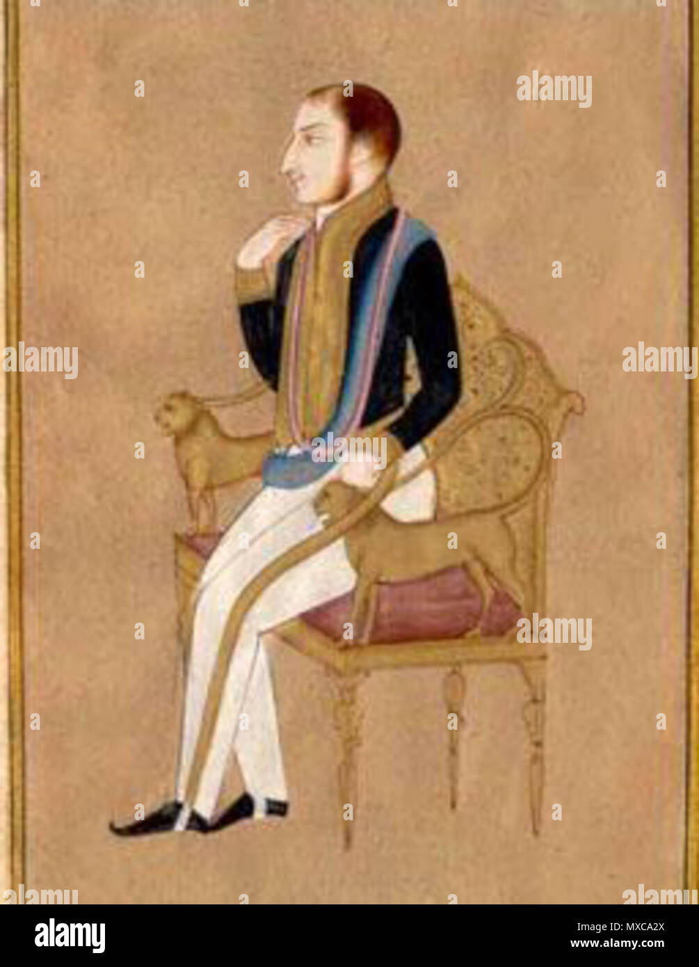 . Indian picture presenting lord Dalhousie, governor-general of British India . circa 1850. Unknown 400 Marquess of Dalhousie Stock Photo