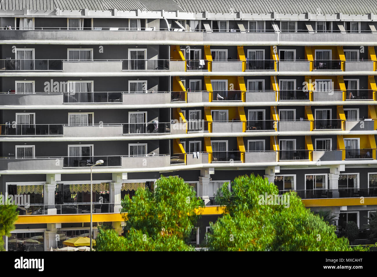 modern grey and yellow hotel Stock Photo