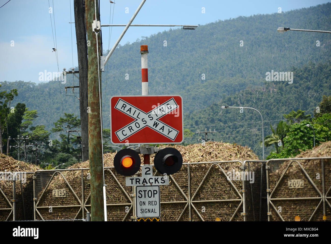 rural railway crossing Stock Photo