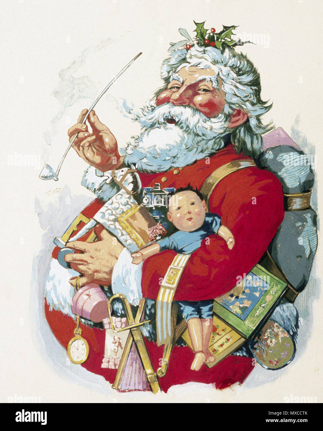 . English: Merry Old Santa Claus by Thomas Nast . 1863. Thomas Nast 413 Merry Old Santa Claus by Thomas Nast Stock Photo