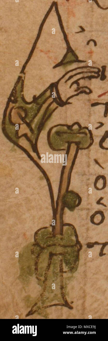 . English: Letter epsilon as an initial, on folio 20 verso . 14th century. Unknown 365 Lectionary 226 GA 0020b Epsilon Stock Photo