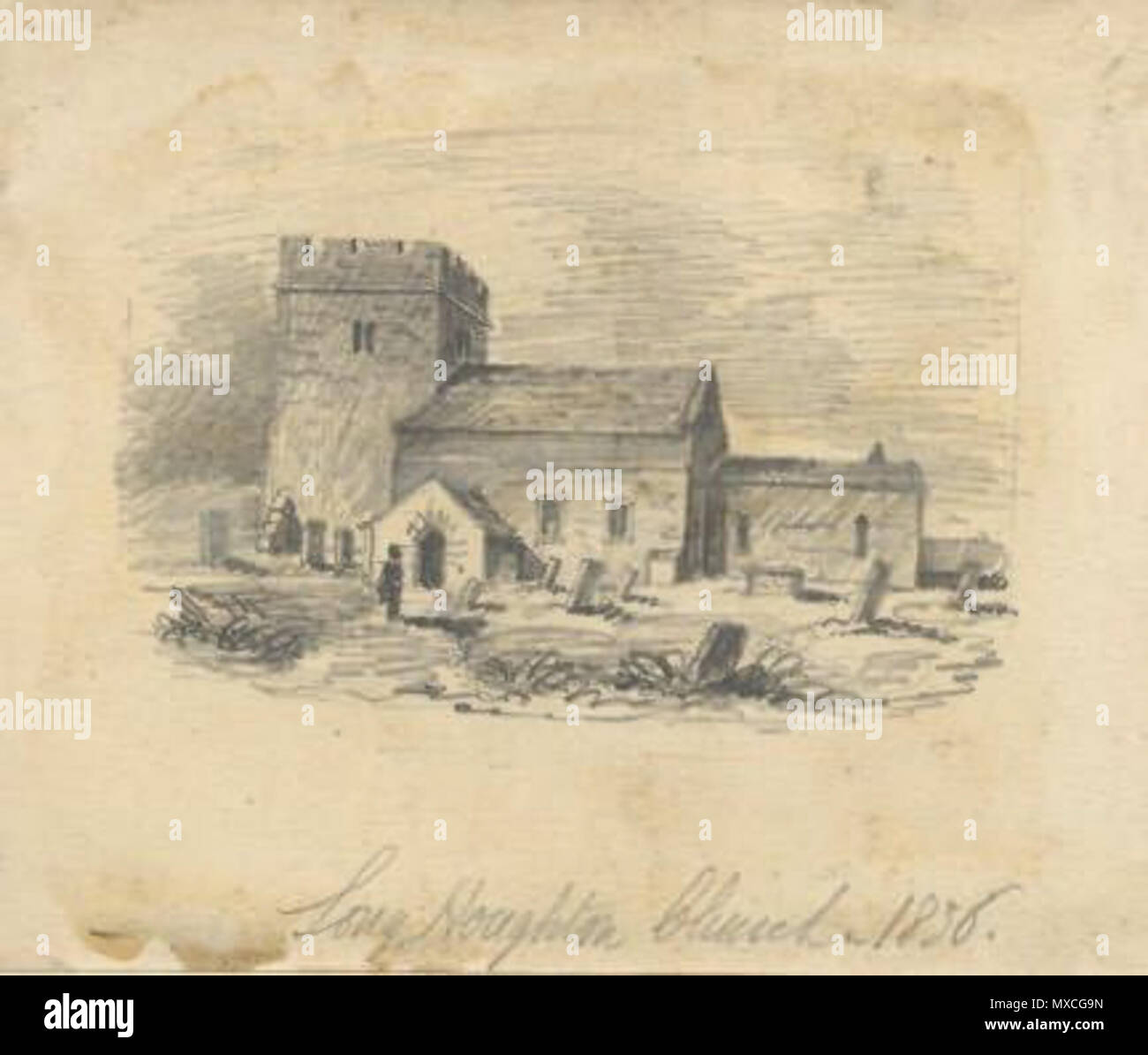 . Longhoughton Church, 1836 . 1836. Unknown 376 Longhoughton Stock Photo