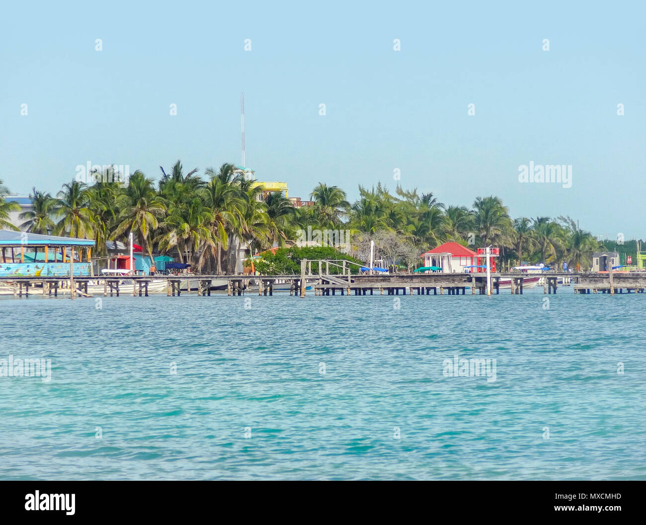 sunny coastal scenery around Caye Caulker in Belize in Central America Stock Photo
