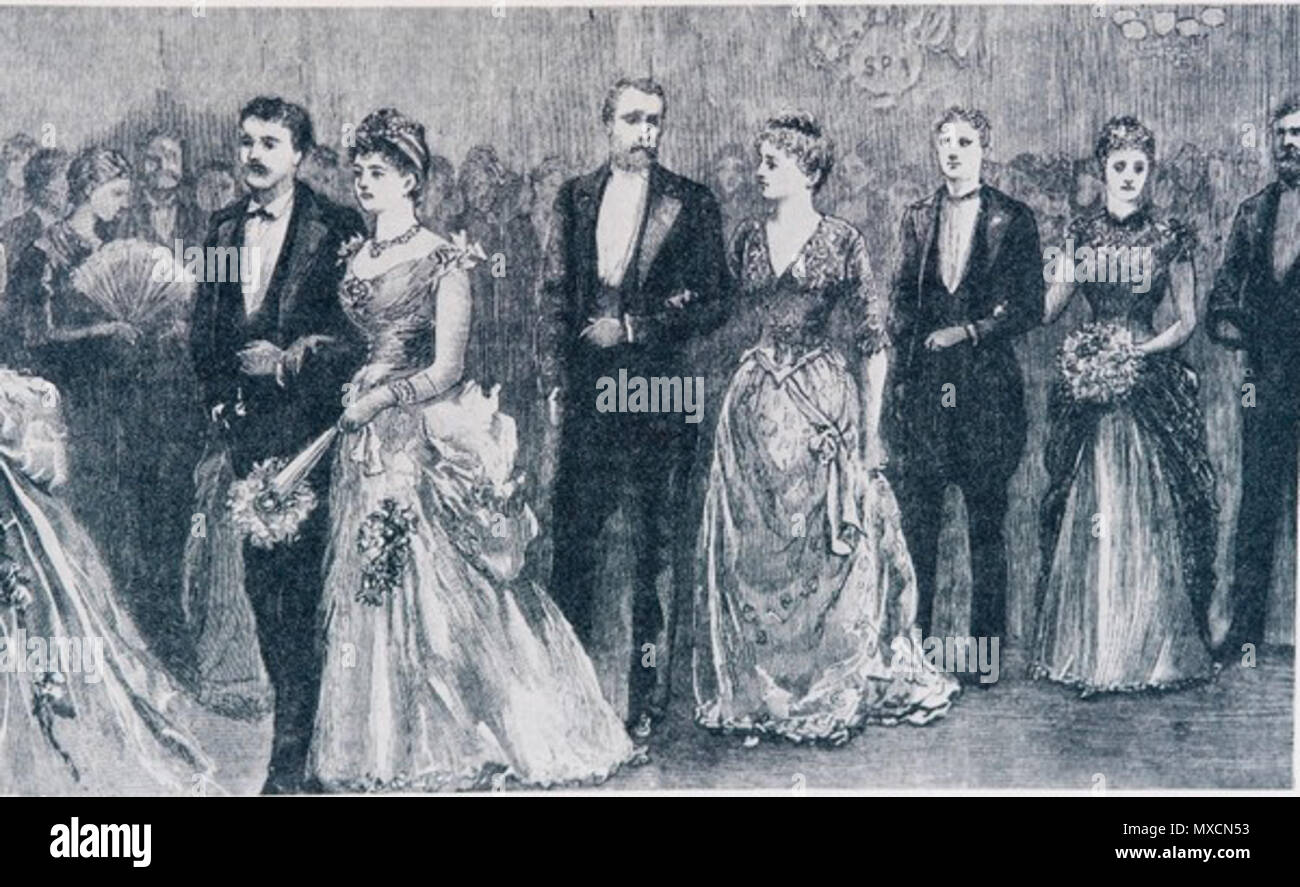 . English: Concours de Beauté, the first Beauty pageant in the world, held at Spa in Belgium on 19 September 1888. The first prize of 5,000 francs went to 18-year old Bertha Soucaret, a Creole Girl from Guadeloupe. Deutsch: Der Concours de Beauté, erster Schönheitswettbewerb der Welt, abgehalten am 19. September 1988 im belgischen Spa. Siegerin wurde die 18jährige Bertha Soucaret, eine Kreolin von Guadeloupe, die damit 5000 Francs gewann. circa 1888. Unknown 210 First Beauty Pageant Stock Photo