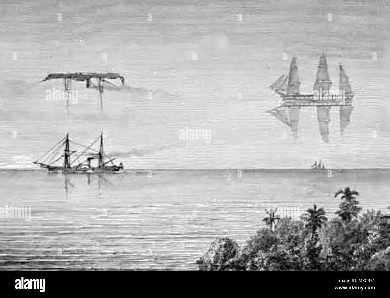 . Français : Mirages - Vision déformée de navires . 1906. Frank Richard Stockton (1834 – 1902) 419 Mirages marins Stock Photo