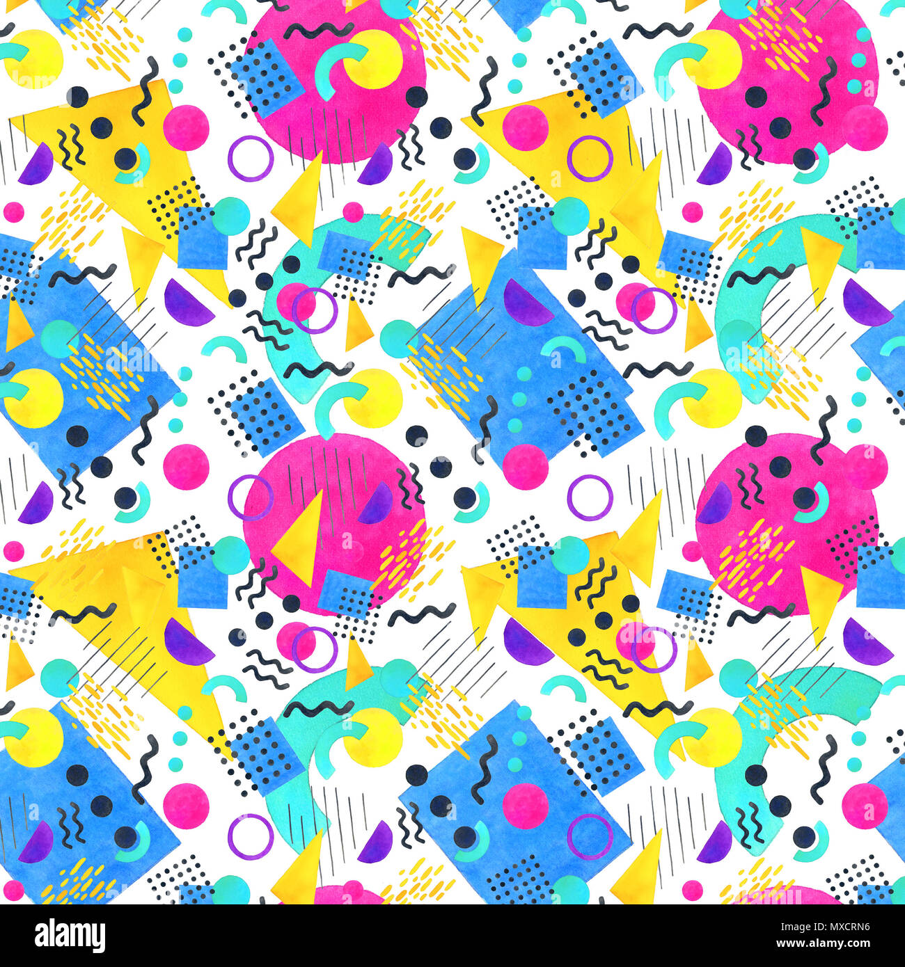 Memphis seamless pattern of geometric shapes for tissue and postcards ...