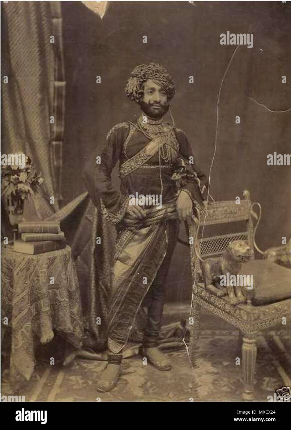 . English: 'The Nawab Maharaja of Junagadh, India,' a photo by B. S. Pocher & Son, Bombay, 1886 . 1886. B. S. Pocher & Son, Bombay, 1886 439 Navab1886 Stock Photo