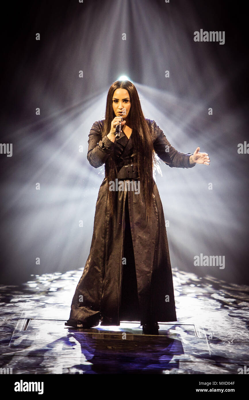 Norway, Oslo - June 1, 2018. The American singer, songwriter and musician Demi Lovato performs a live concert at Oslo Spektrum in Oslo. (Photo credit: Gonzales Photo - Tord Litleskare). Stock Photo